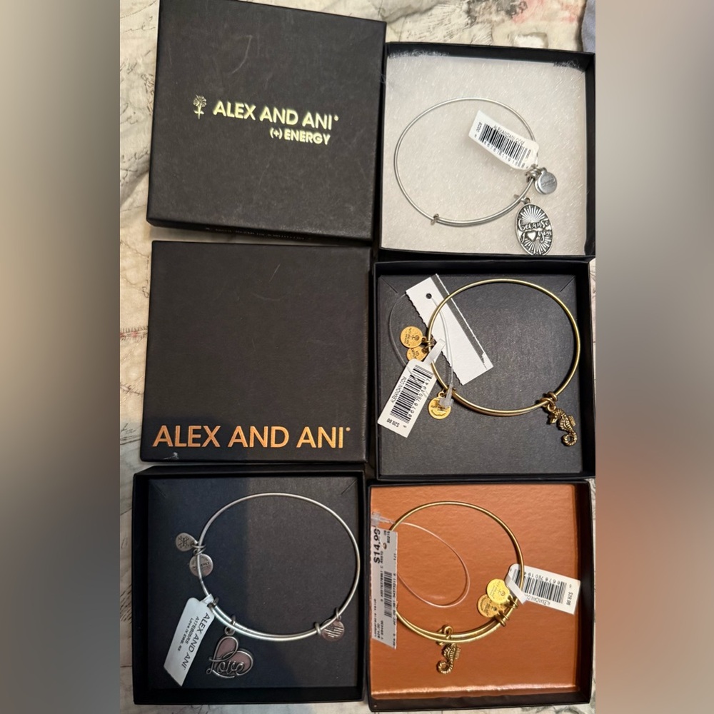 Alex and Ani Gold and Silver Charm Bangles